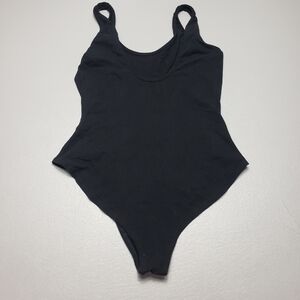fashion love solid black tank top bodysuit women's size large